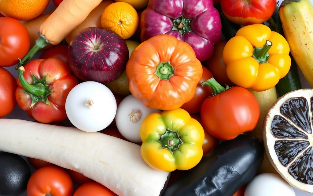 A vibrant display of fresh fruits and vegetables