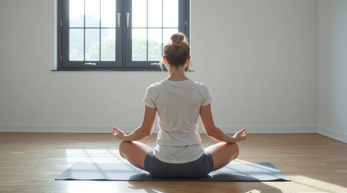 A serene image of a person meditating in a yoga studio, representing privacy and tranquility