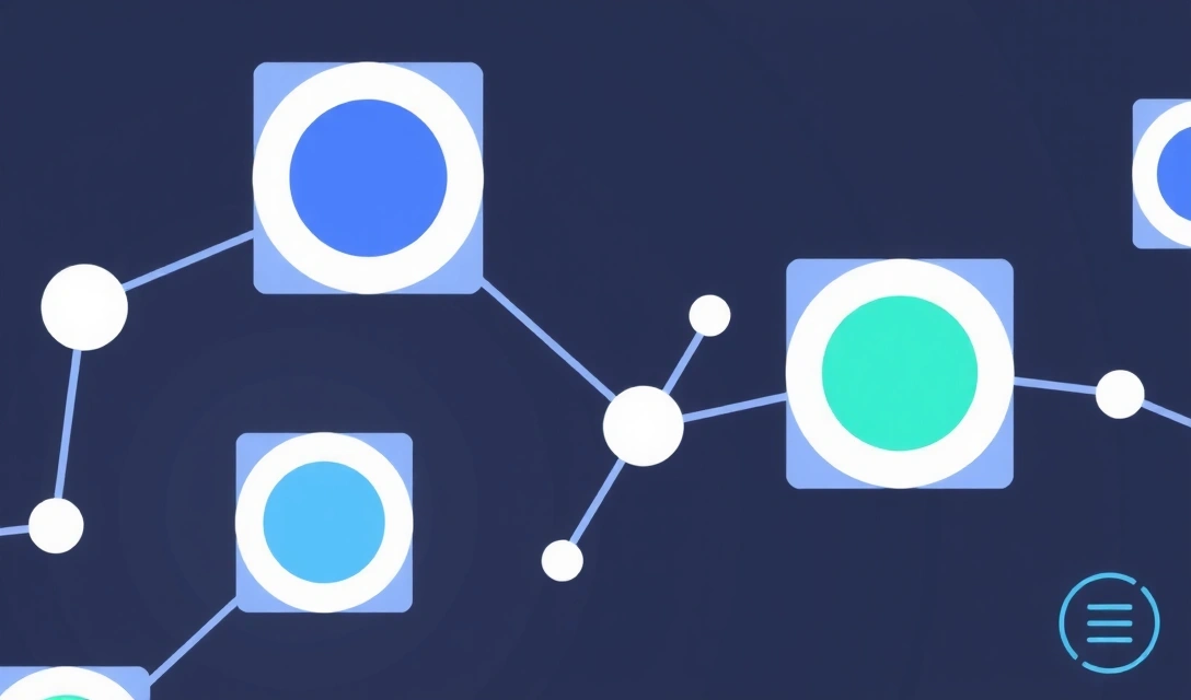Abstract network of interconnected nodes, representing external links and third-party websites